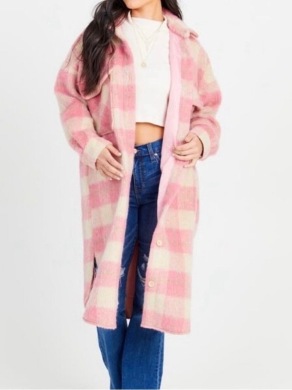 Altar’d State Pink Plaid Jacket
